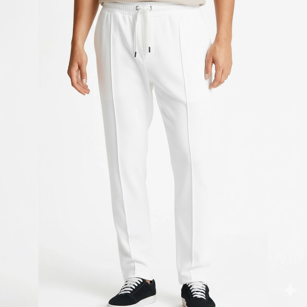 White Drawstring Waist Formal Trousers