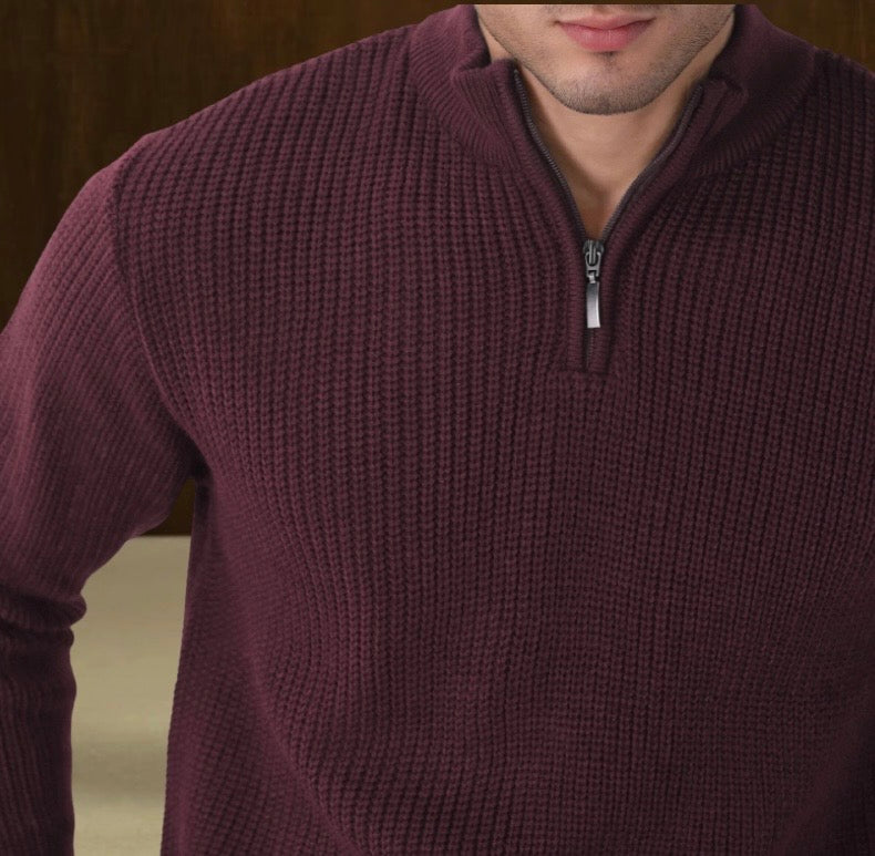 Knitted Zipper Polo