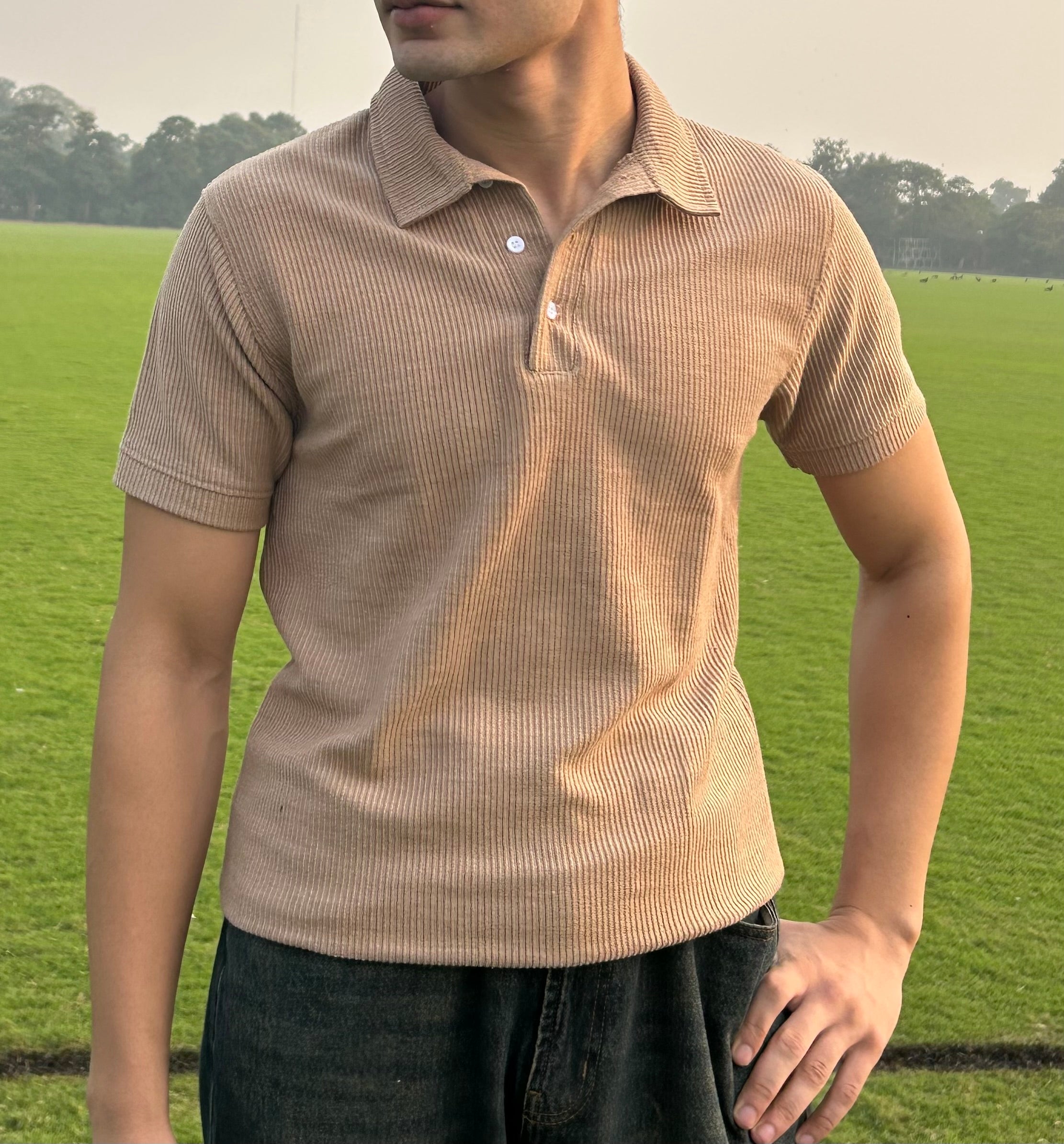 Knit Camel Brown Polo