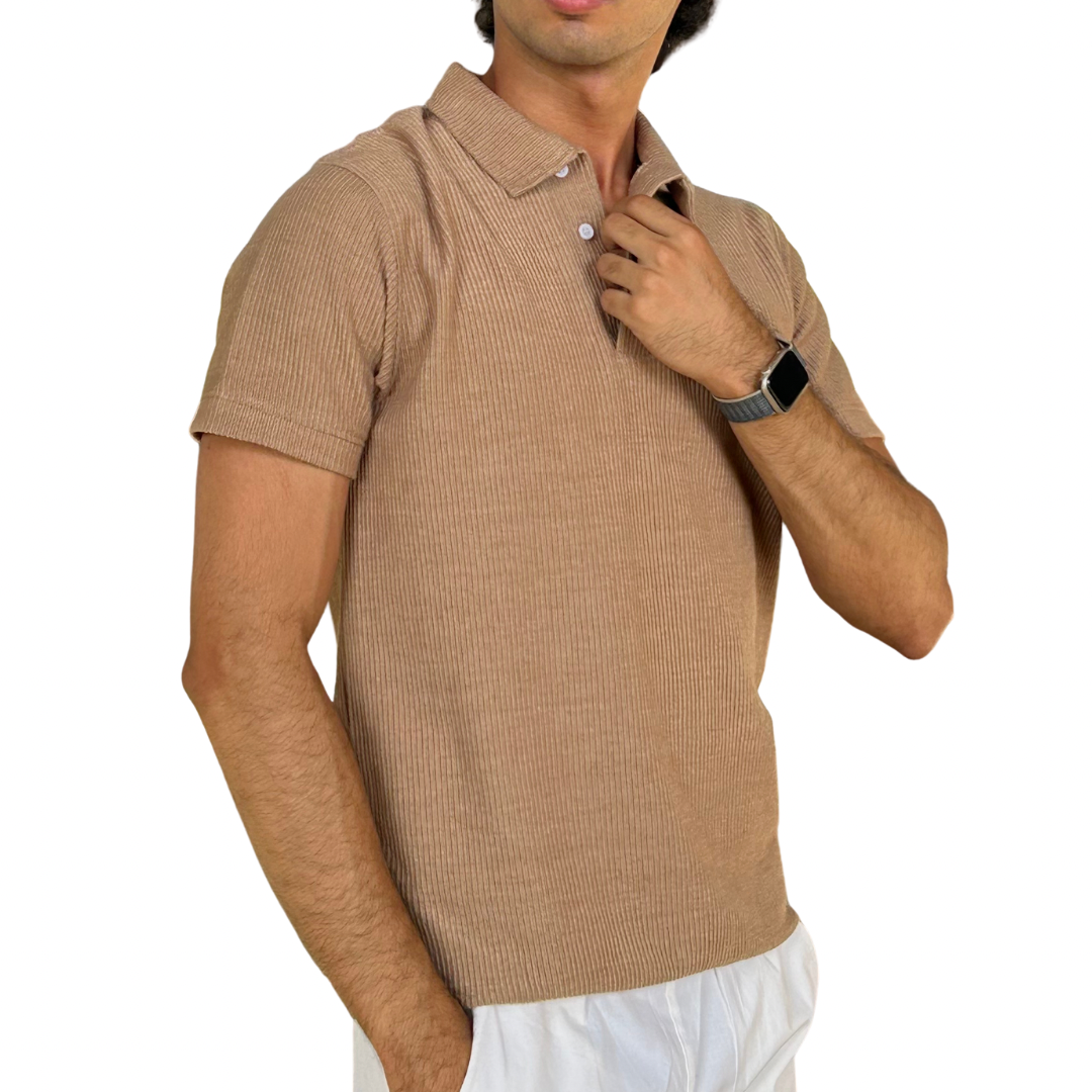 Knit Camel Brown Polo
