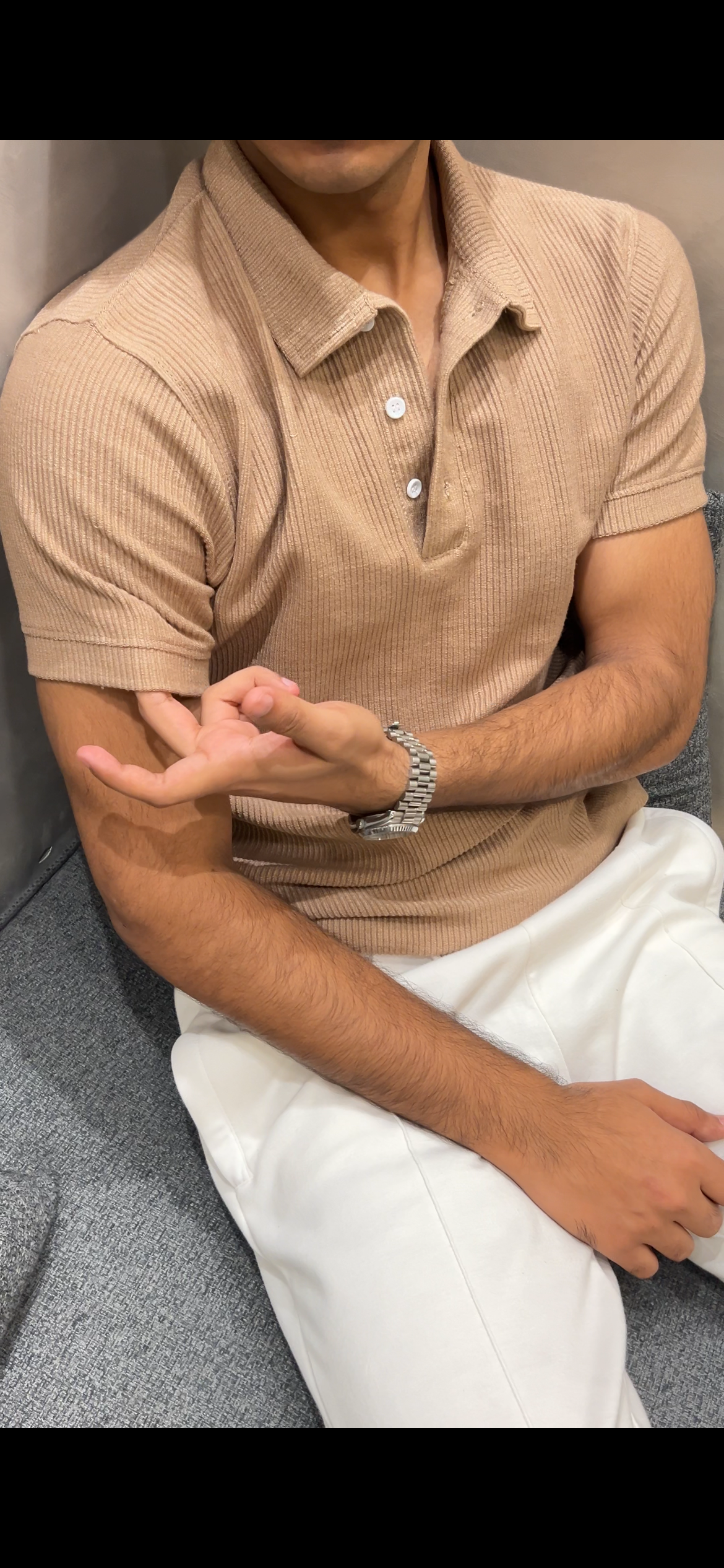 Knit Camel Brown Polo