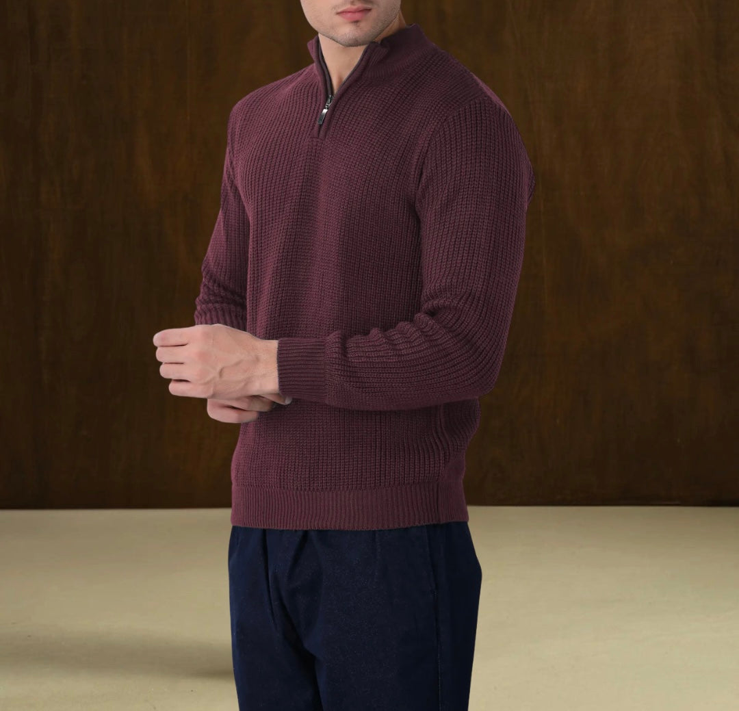 Knitted Zipper Polo